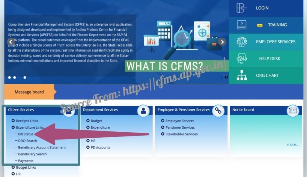 cfms bill status login