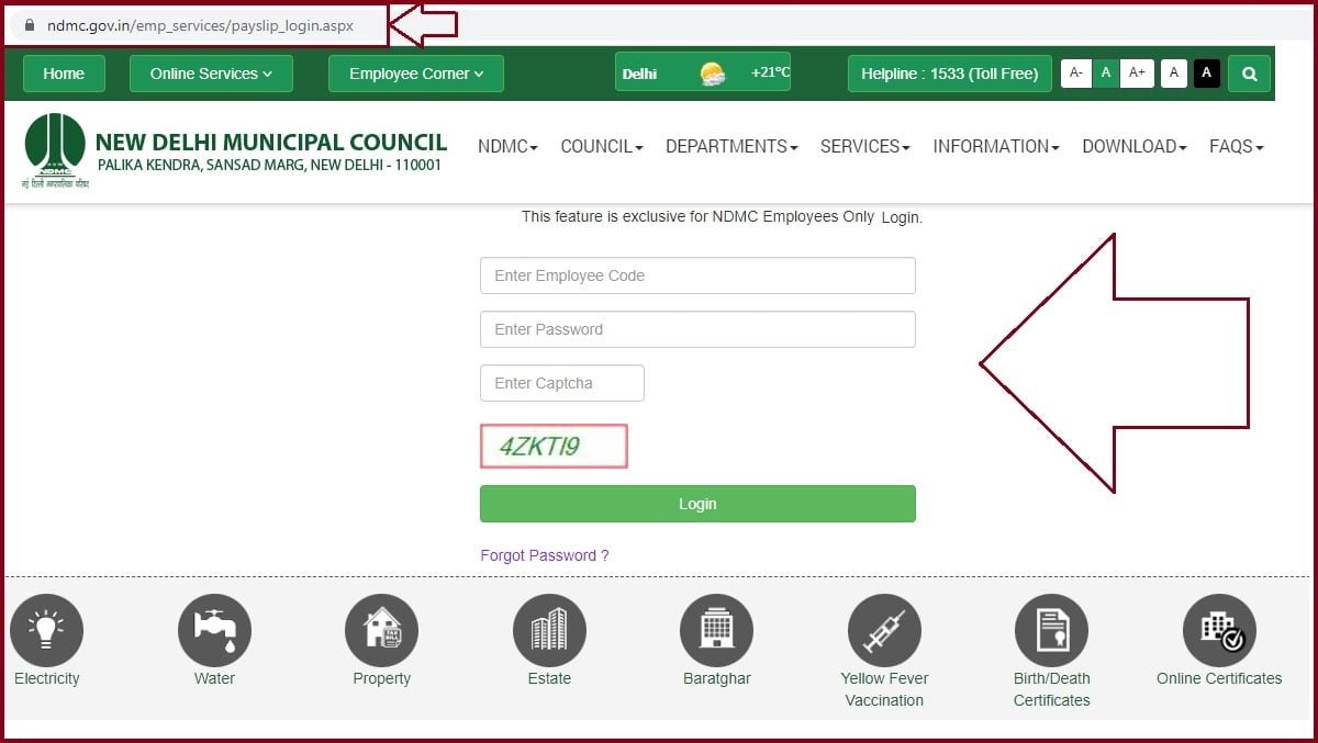 ndmc payslip login