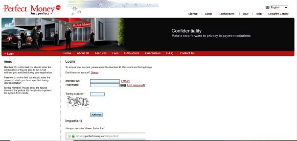 Perfect Money Login