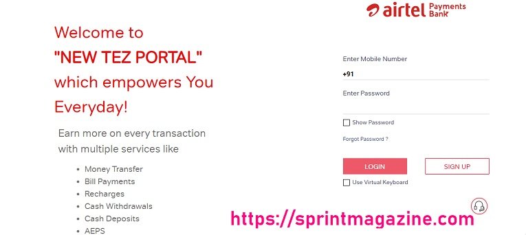 Airtel tez login Portal